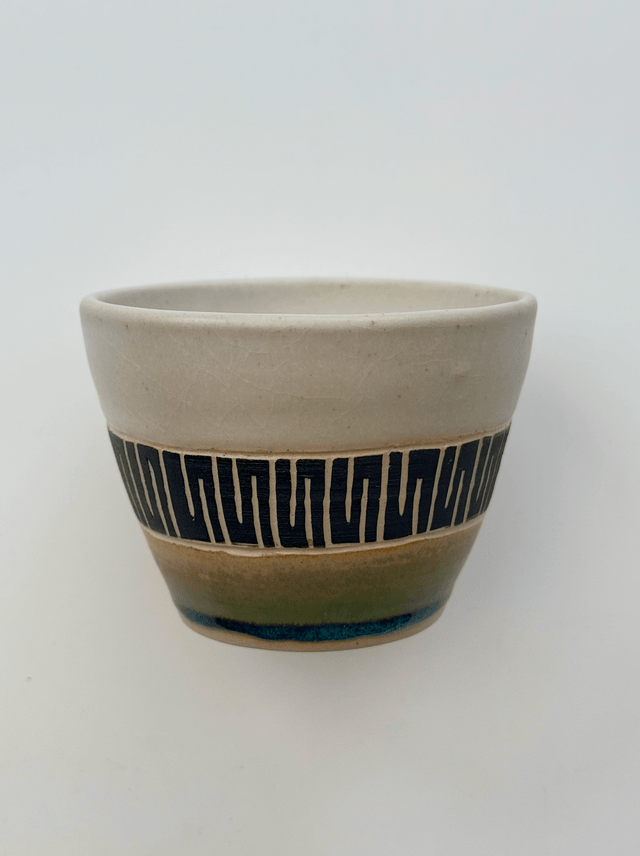 Tribal small bowl - White & green