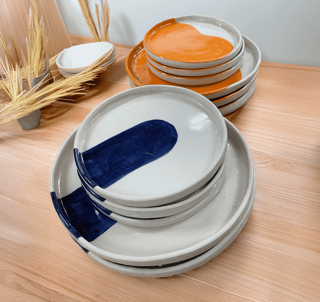 Orange Colourblock Dining Plate