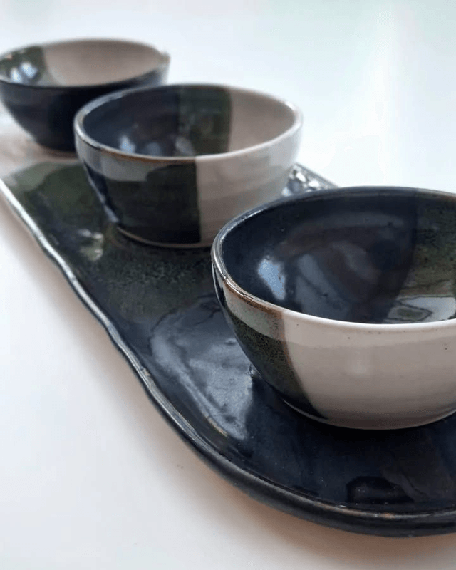 Dipping Set in Black, Green & White
