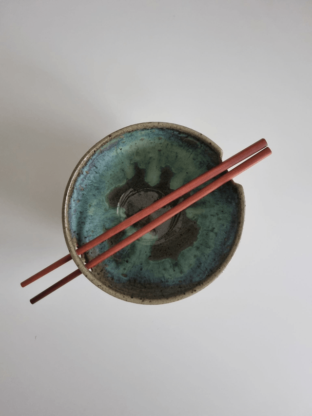Ramen Bowl in Speckled Green Ocean
