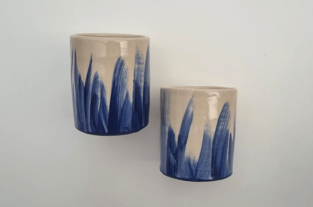 Toothbrush Holder Blue Watercolor Strokes