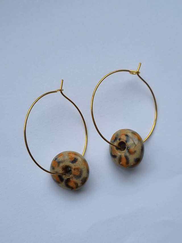 Animal Print Loop Earrings - Orange/Blue