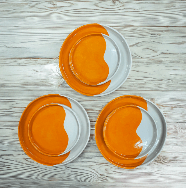 Orange Colourblock Dining Plate