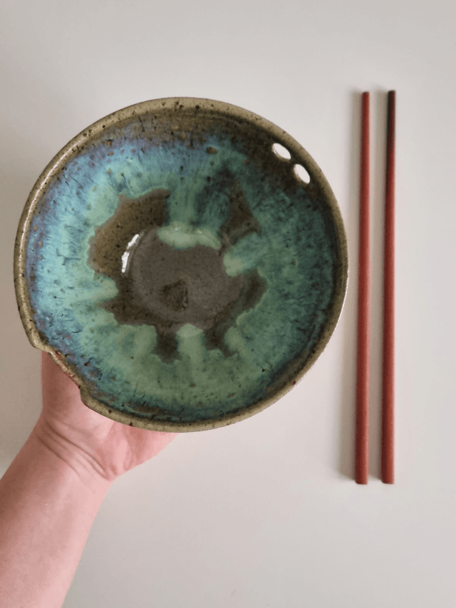 Ramen Bowl in Speckled Green Ocean