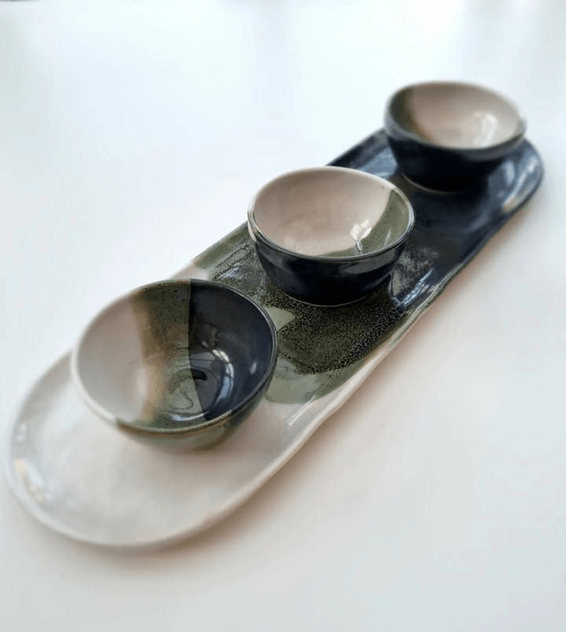 Dipping Set in Black, Green & White
