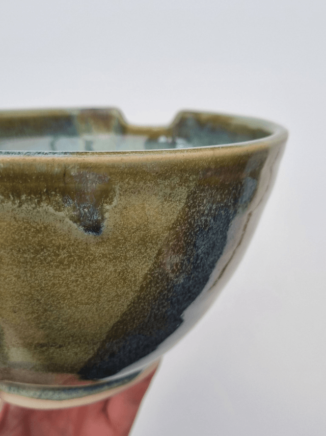 Ramen Bowl in Green Ocean - White Stoneware clay