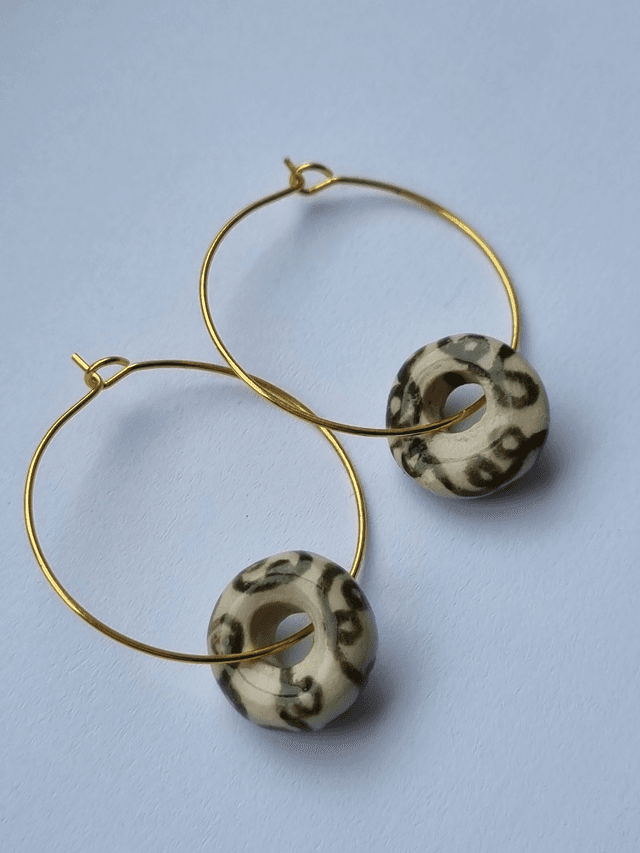 Scribble Loop Earrings - Green